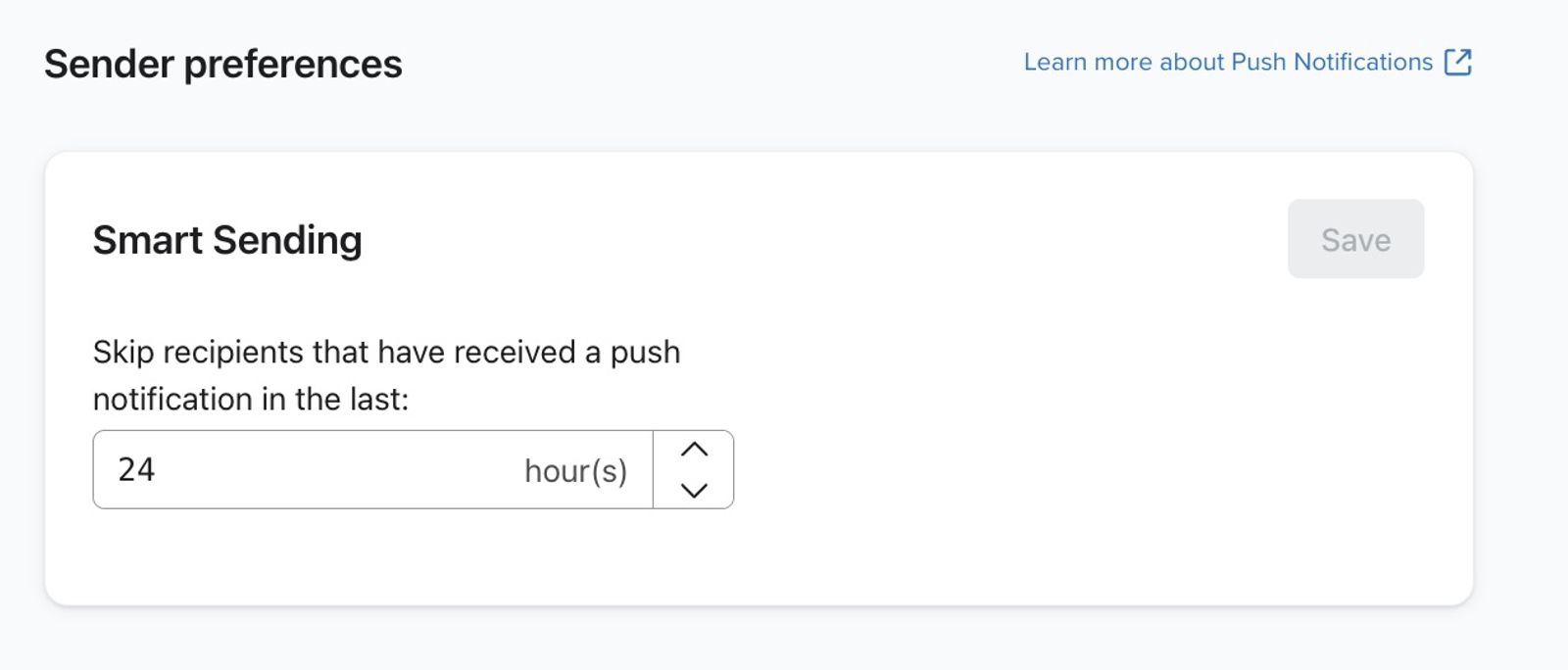 Push smart sending settings