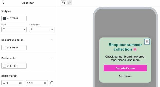 Styling options for an in-app form