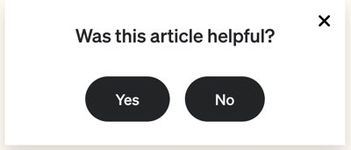 Feedback modal asking if the article was helpful.