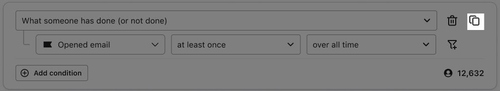 Clone condition option in segment builder