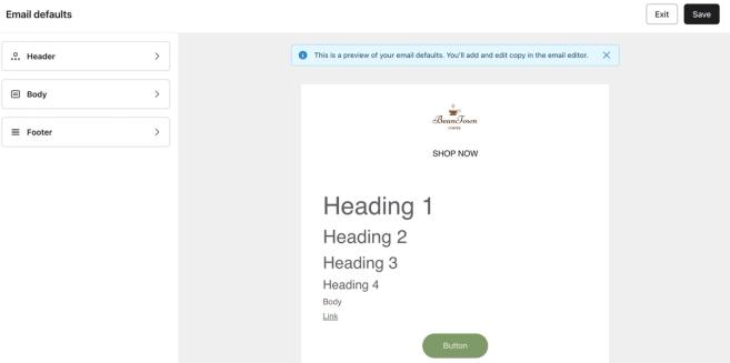 Brand tab with links to each UI element listed on the left.