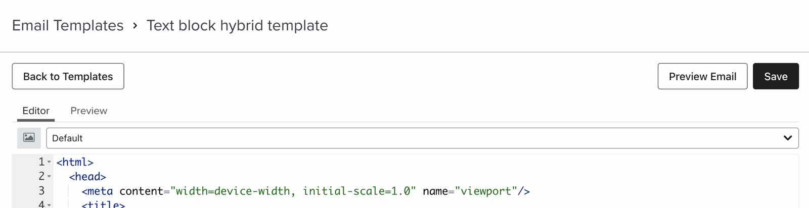 The template's html