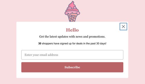 A sign-up form with a sign-up counter block displaying real-time sign-up count on an example website.
