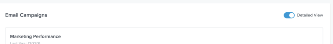 Email campaigns percentiles page with detailed view toggled on in upper right 