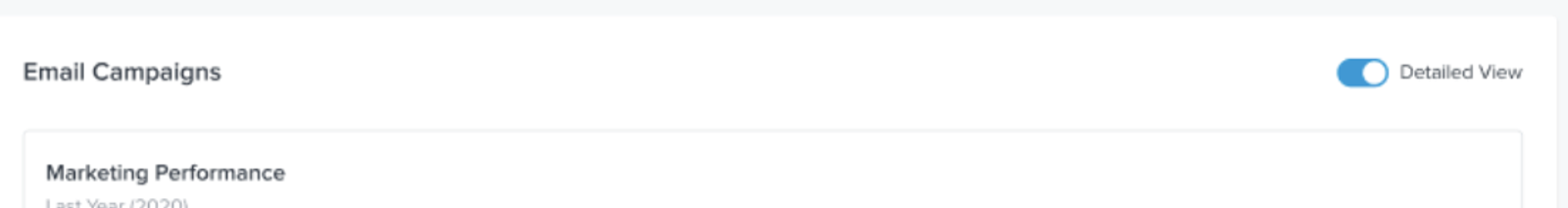 Email campaigns percentiles page with detailed view toggled on in upper right 
