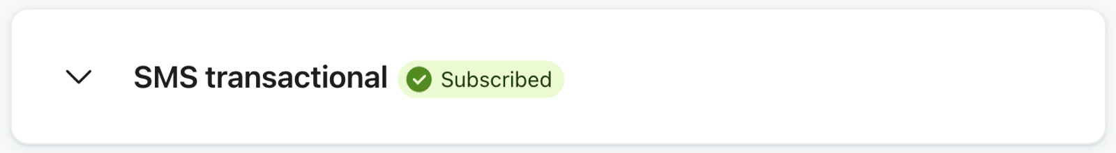 Subscribed to SMS transactional on a profile