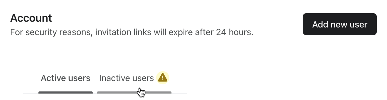 Inactive users tab in the Users page