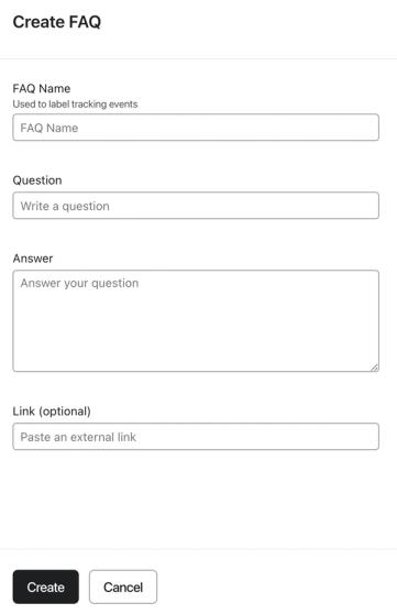 The FAQ creation page in Klaviyo.
