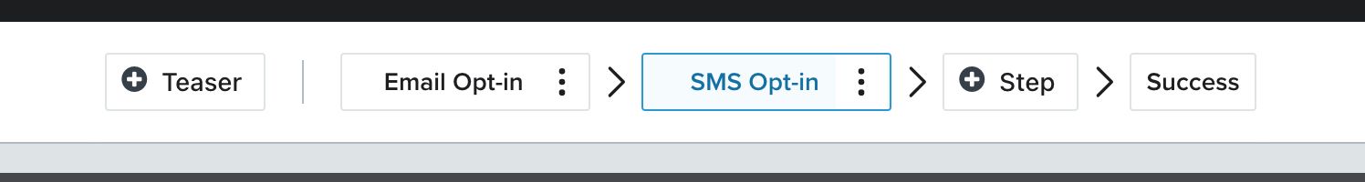 The SMS Opt-in step selected in the top menu bar of the form builder.