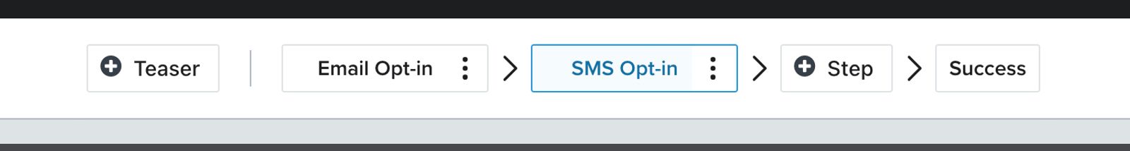 The SMS Opt-in step selected in the top menu bar of the form builder.