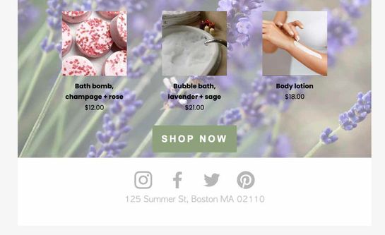 Product recommendations in an email footer