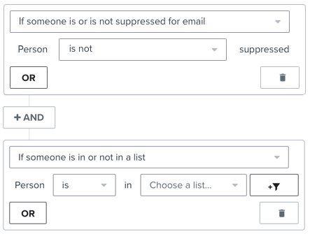 Old filters for 'person is not suppressed' AND 'pers is in list'