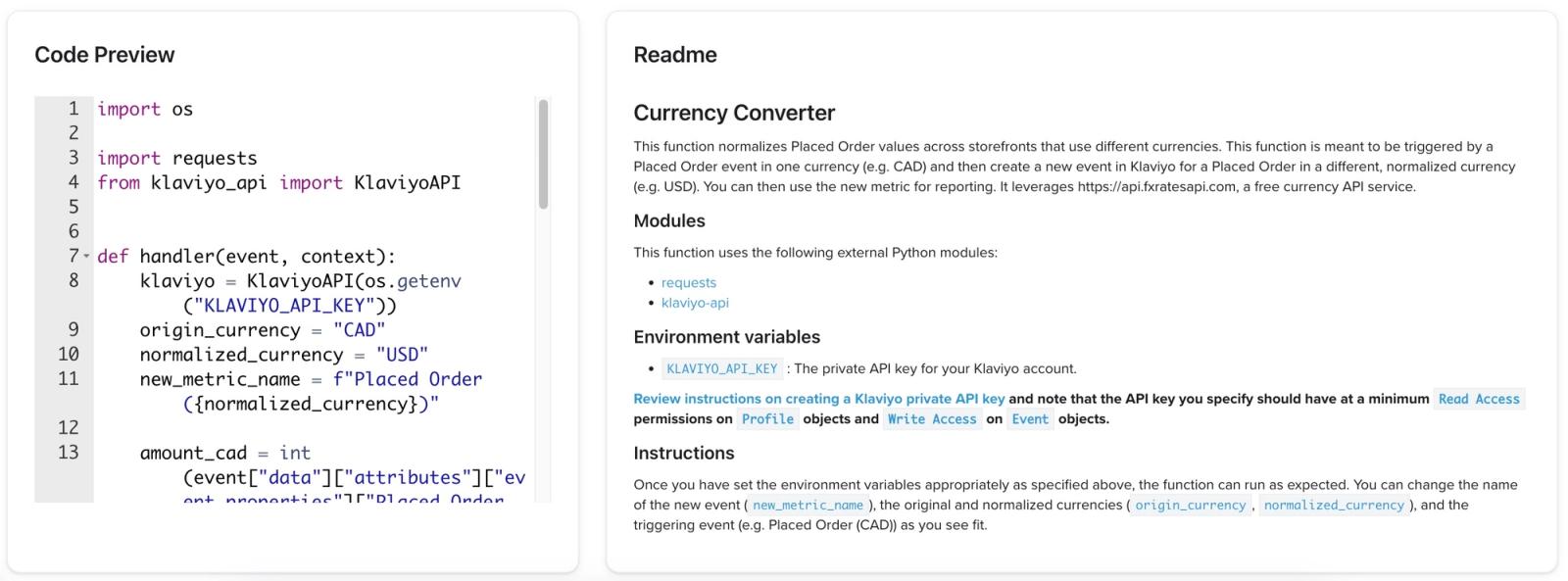 Currency converter recipe in Klaviyo