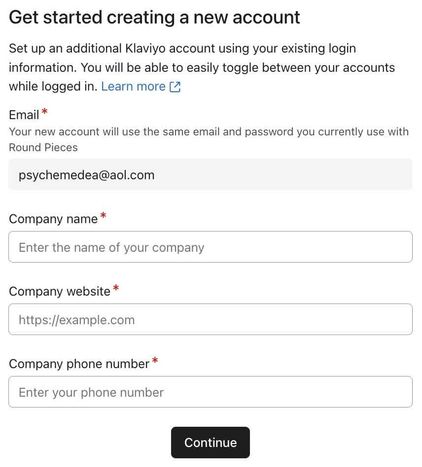 Fields to describe the new account