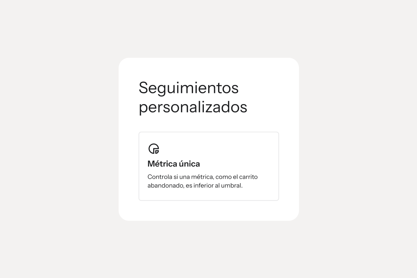 Interfaz de monitores personalizados que muestra una tarjeta de métrica única para el seguimiento de cuándo una medida cae por debajo de un umbral.