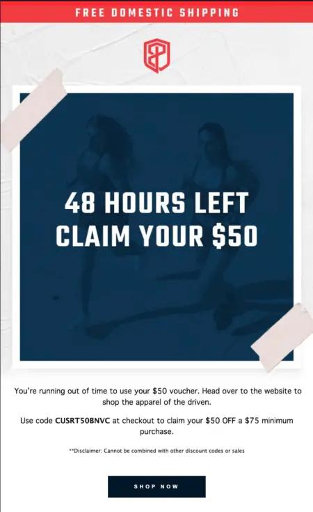 Image shows a marketing email from Born Primitive that inspires urgency.