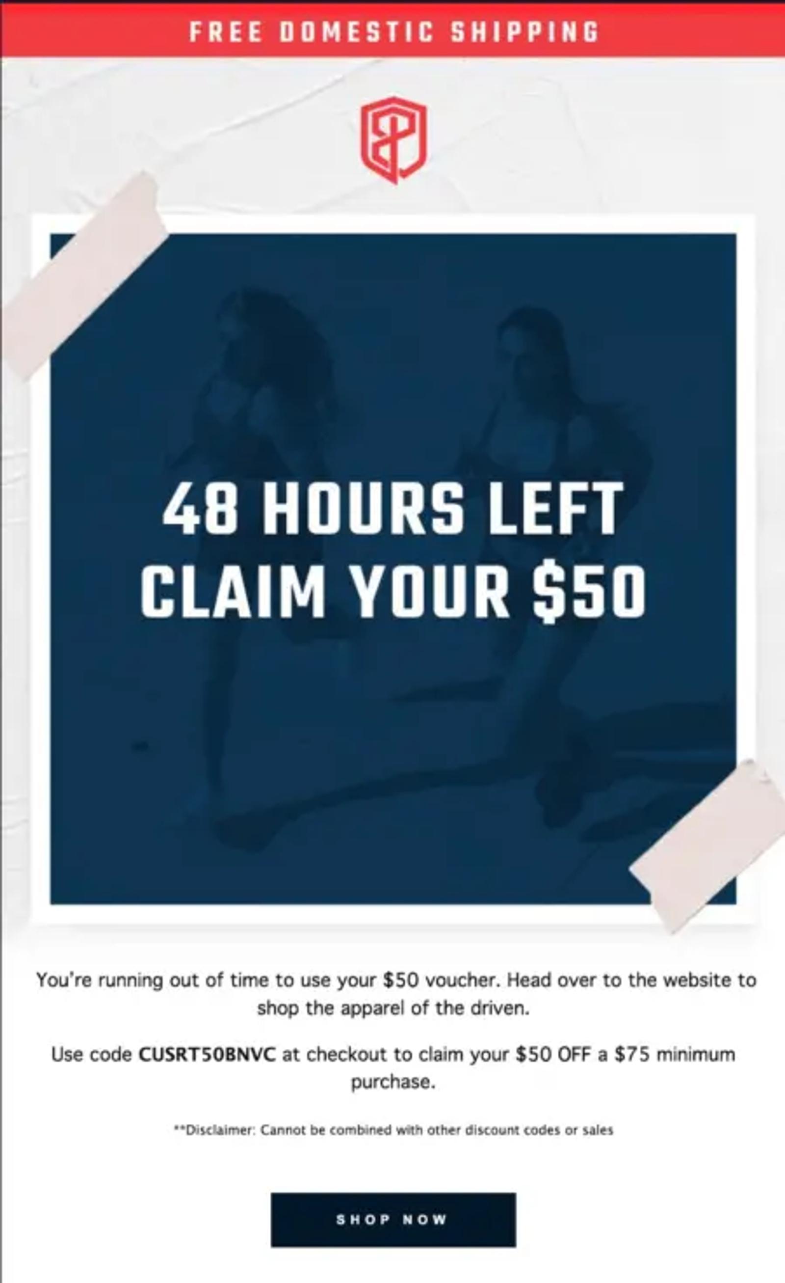 Image shows a marketing email from Born Primitive that inspires urgency.