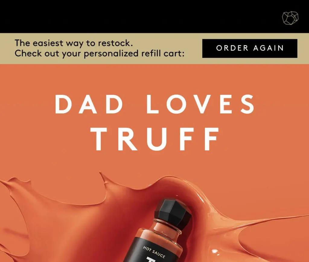 Image shows a restock option in an email banner.