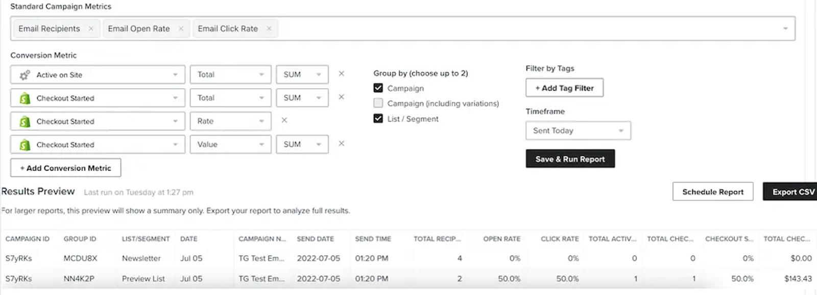 Campaign Performance Image of Standard Campaign Metrics
