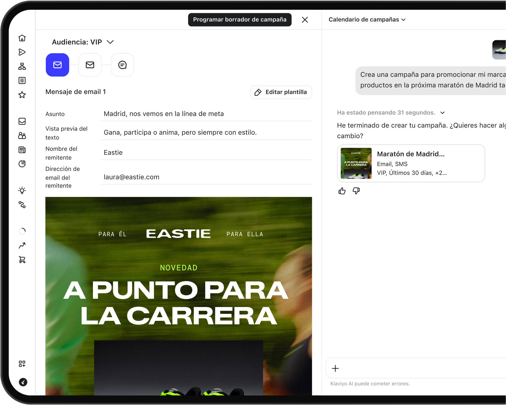 Eastie running apparel email image for new apparel drop, Race Day Ready collection for men and women, featuring performance running shoes and athletic gear in motion-inspired banner.