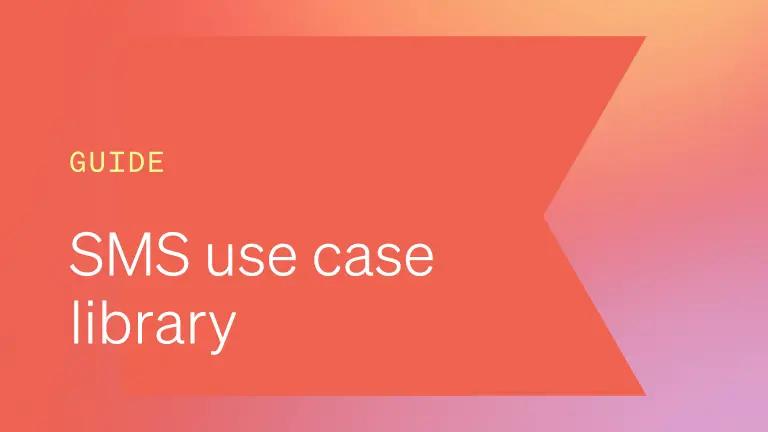Text reads "Guide: SMS use case library" on top of a poppy red Klaviyo logo.