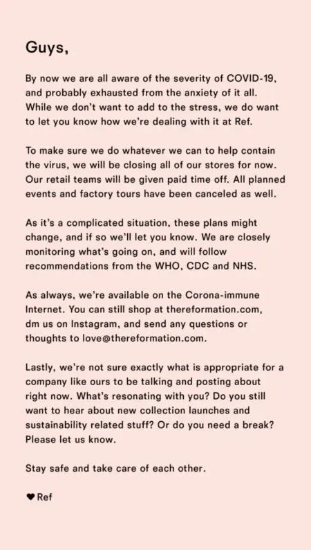 Reformation asks their subscribers how they want to hear from the brand and what they should be posting about.