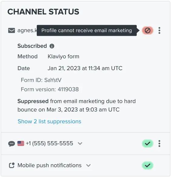 The red icon indicates who cannot receive marketing on that particular channel.