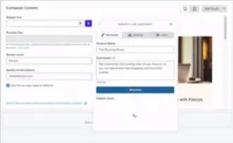 Image shows Klaviyo's subject line assistant. 