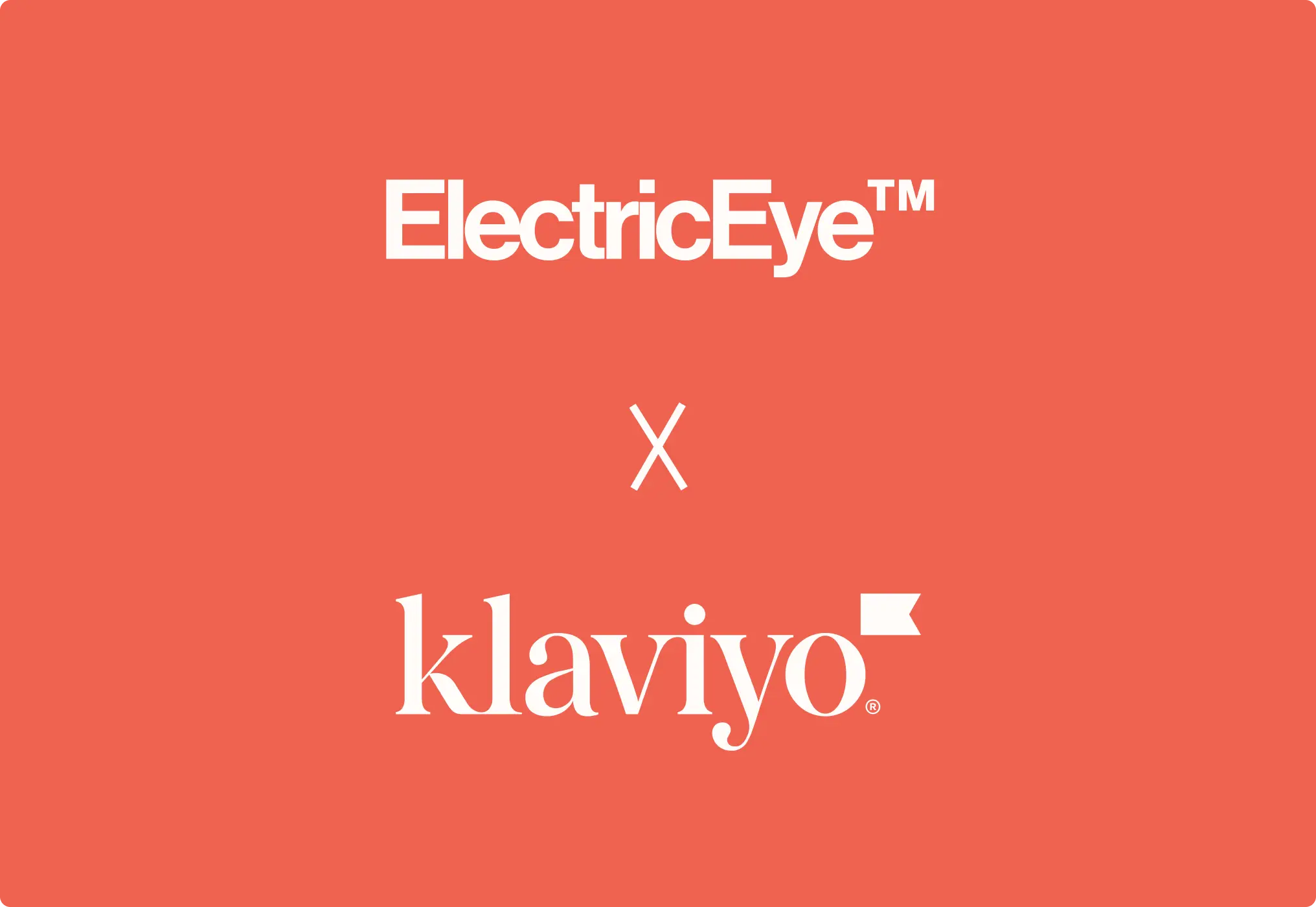 ElectricEye™ and Klaviyo logos on a coral background.