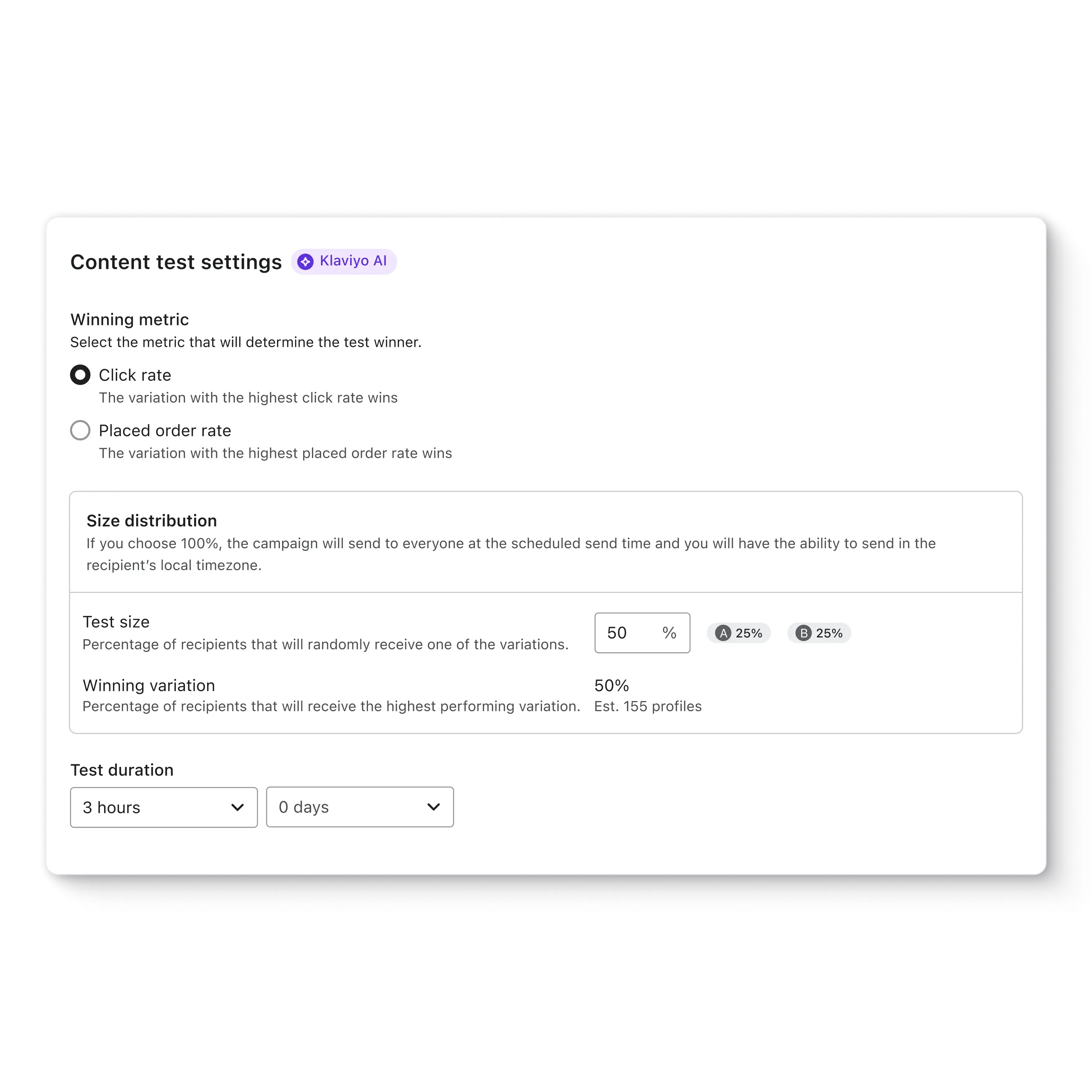 A/B test your SMS campaign copy in platform