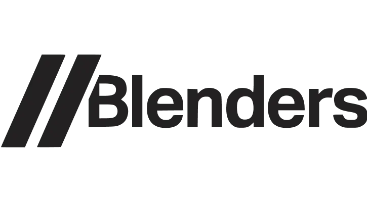 Blenders logo with two diagonal slashes before the word "Blenders" in charcoal color.