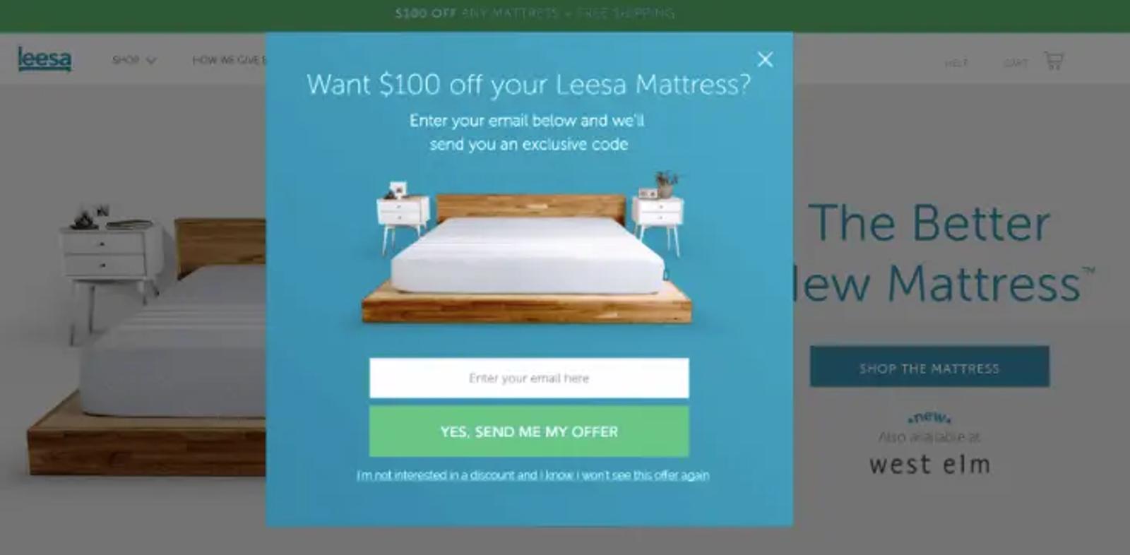 gif of exit popup on a website