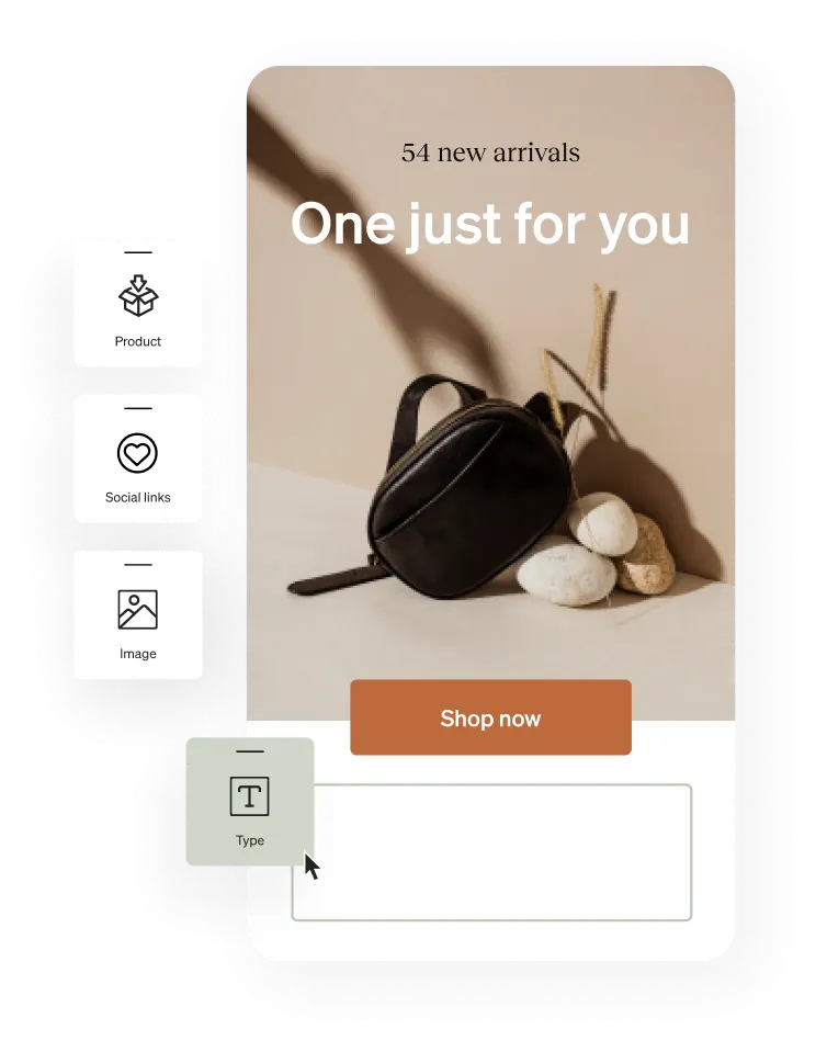 Using a Klaviyo template to build a polished marketing email that advertises leather bags