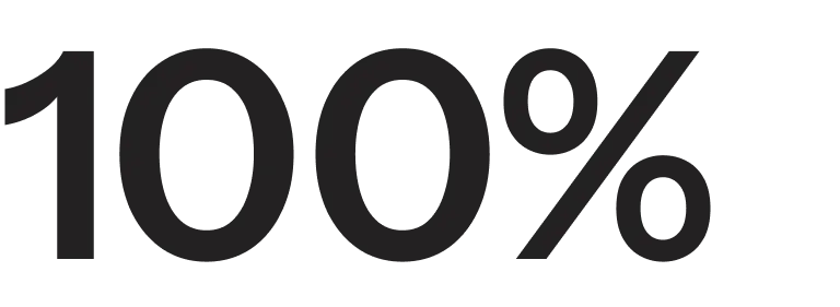 100% in bold black text.