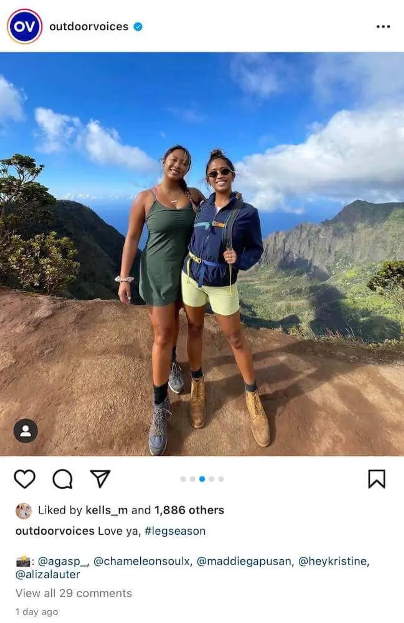 Image shows an example of social UGC from the Outdoor Voices Instagram.