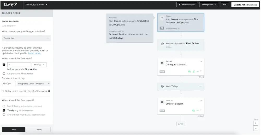 Image shows how to set up an automation in Klaviyo