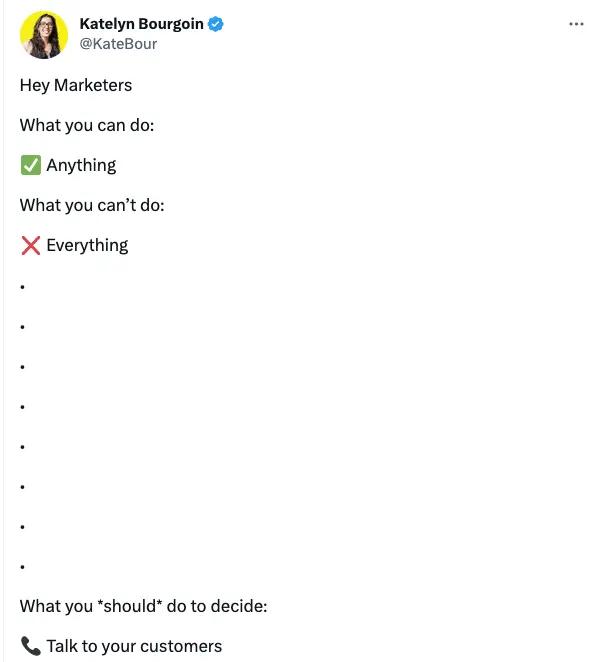 tweet about the importance of talking to your customers