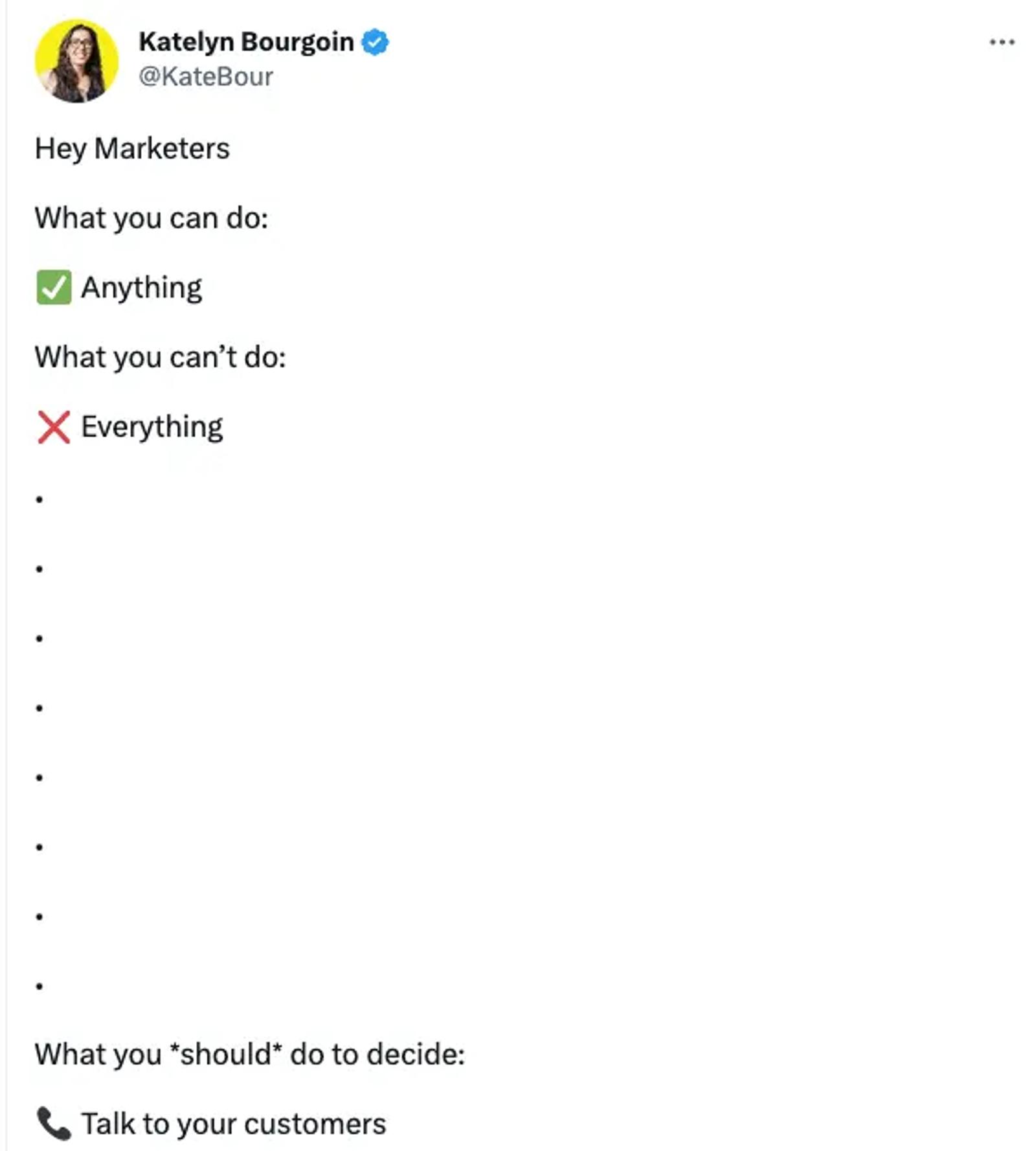 tweet about the importance of talking to your customers