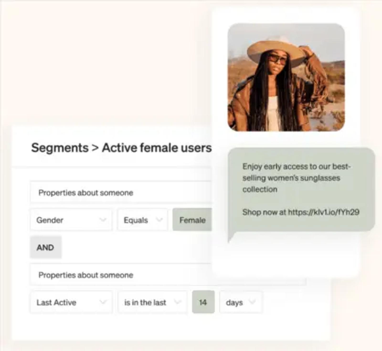 Image shows an example of segmenting in Klaviyo