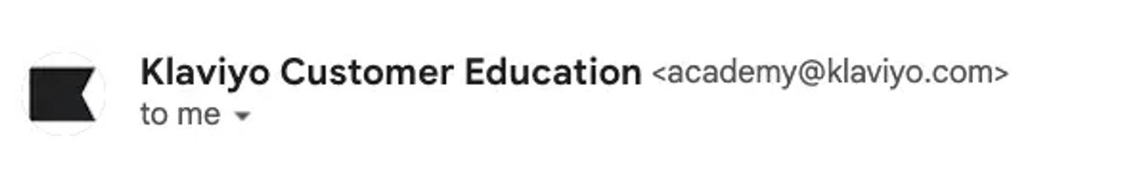 Image shows an example of how an email address with a branded root domain shows up in the sender information at the top of an email in someone’s inbox.