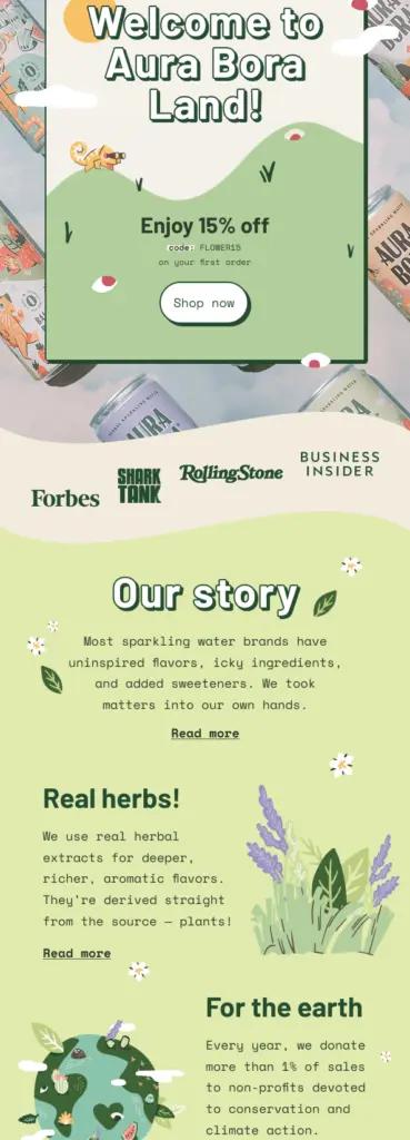 Image shows a welcome email.