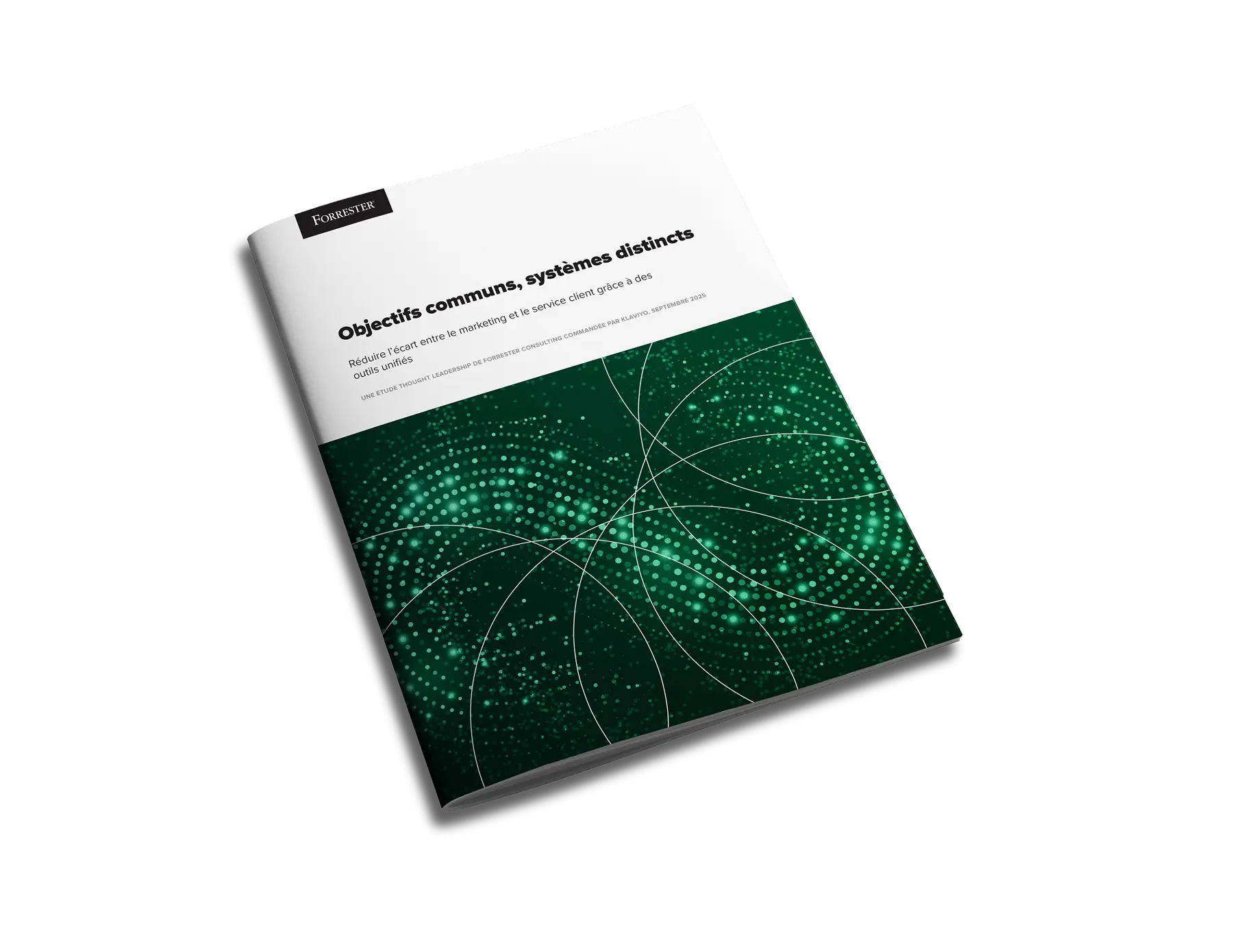 Couverture d'un rapport Forrester intitulé "Objectifs communs, systèmes distincts" avec un design vert et blanc.