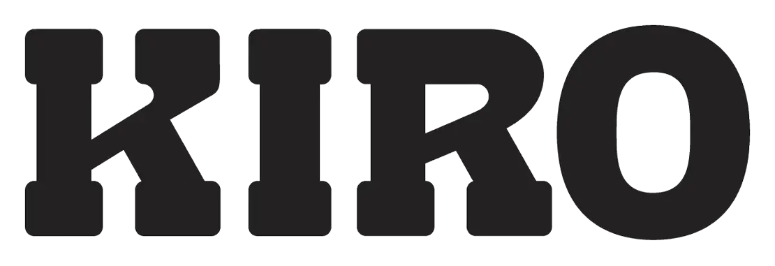 Logotipo com a palavra "KIRO" em letras maiúsculas e negrito.