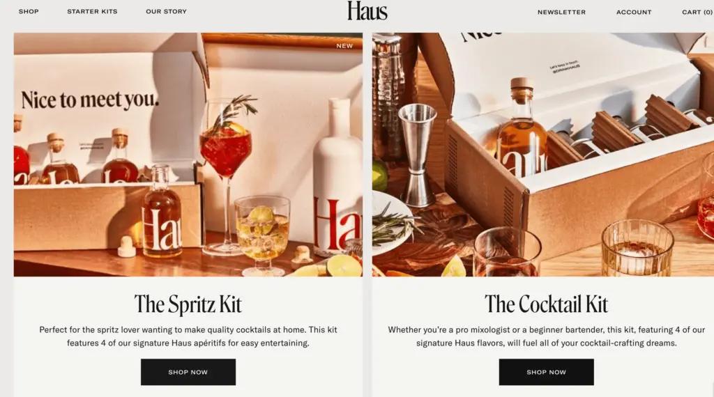 Image shows an example of an ecommerce brand advertising mini sample packs.