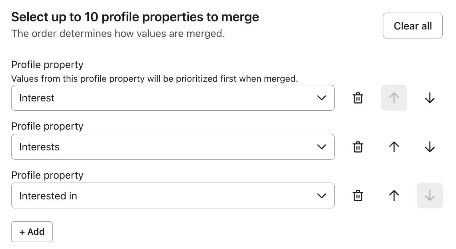 An image showing fields with the ability to merge profile properties