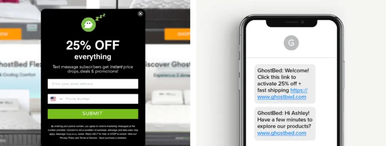 GhostBed, a mattress and bedding company, achieved outstanding results with its SMS welcome series, earning $44K+ in just 2 weeks.