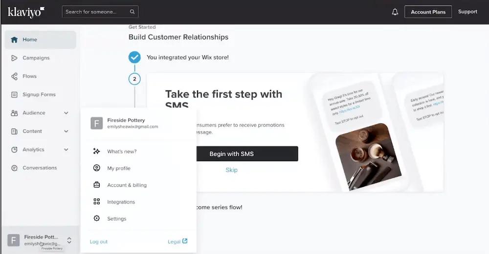 Image shows a screen from a Klaviyo dashboard