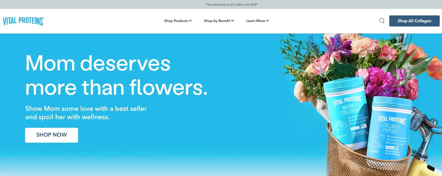 white pop up bar on Vital Proteins website