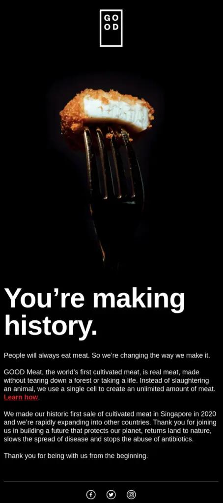 Image shows a thank-you email.