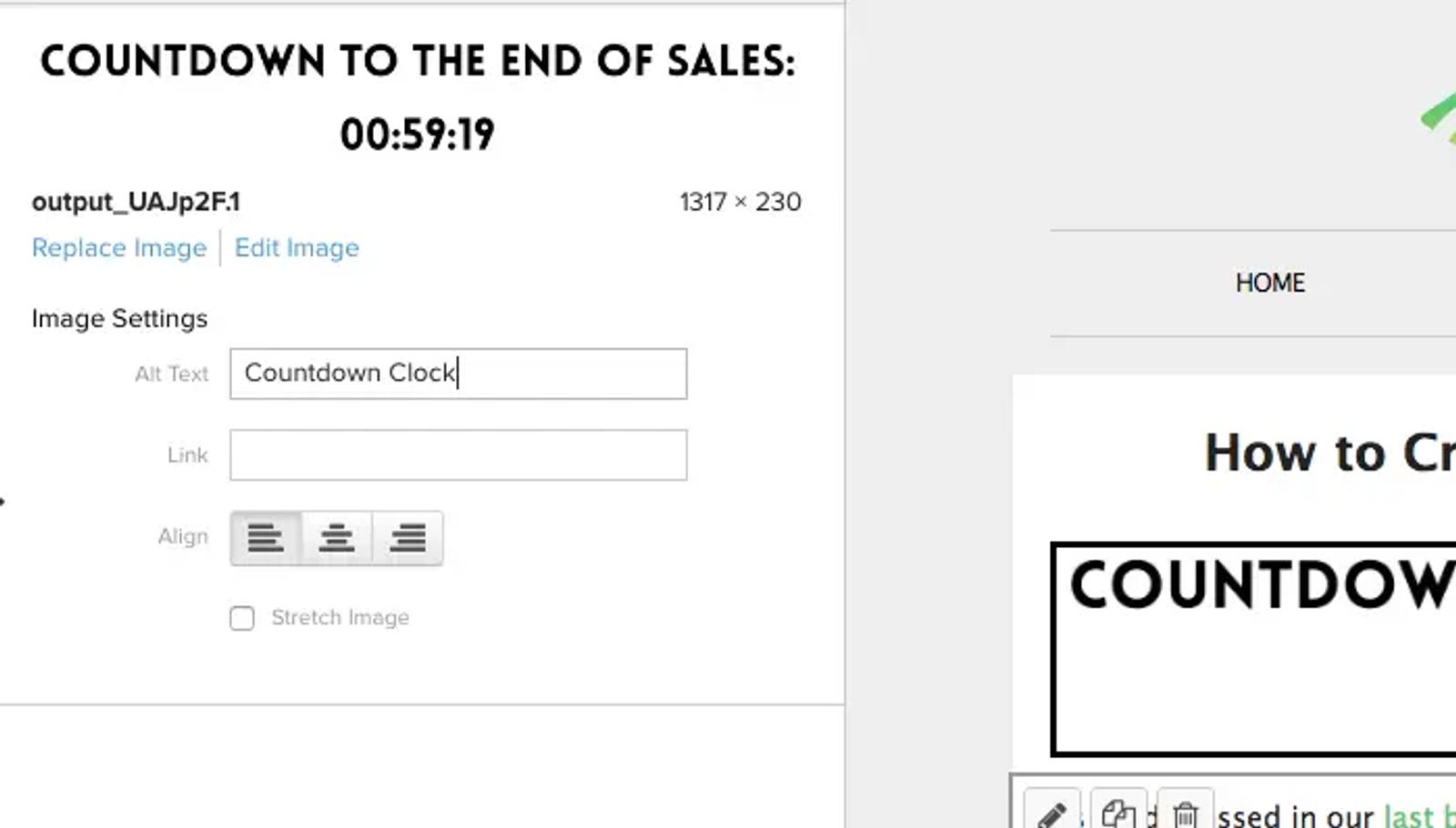 Image shows an example of a countdown clock in an email campaign.